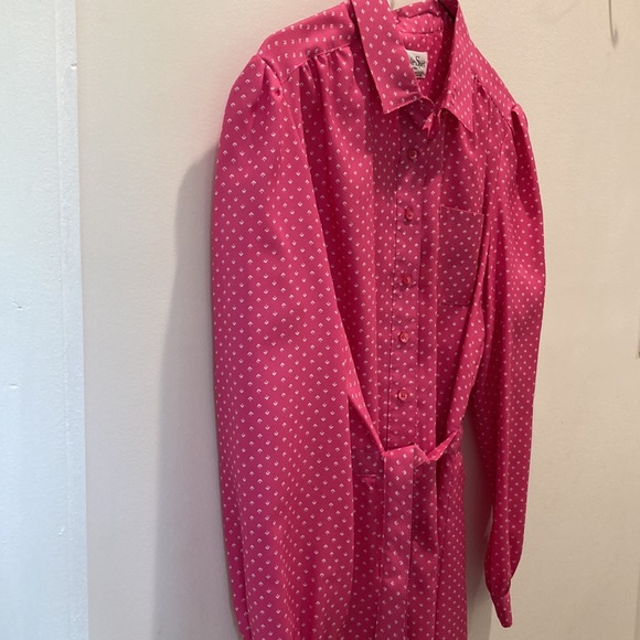 Vintage 1970s Schrader Sport  geometric Dot shirt Dress 14 16 - Picture 3 of 13